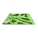 Sideview of Machine Washable Abstract Green Modern Area Rugs, wshabs937grn