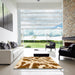 Square Abstract Sun Yellow Modern Rug in a Living Room, abs937