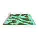 Sideview of Machine Washable Abstract Turquoise Modern Area Rugs, wshabs937turq