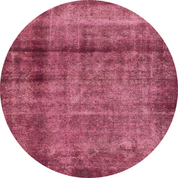 Round Abstract Dark Pink Modern Rug, abs938