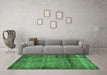 Machine Washable Abstract Emerald Green Modern Area Rugs in a Living Room,, wshabs938emgrn