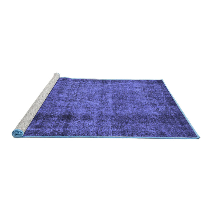 Sideview of Machine Washable Abstract Blue Modern Rug, wshabs938blu