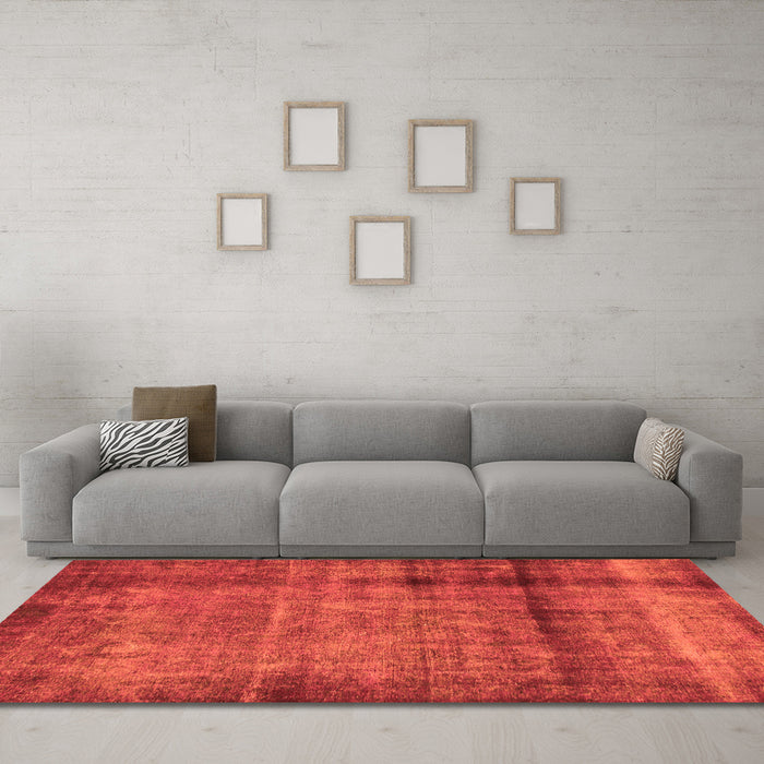 Machine Washable Abstract Orange Modern Area Rugs in a Living Room, wshabs938org