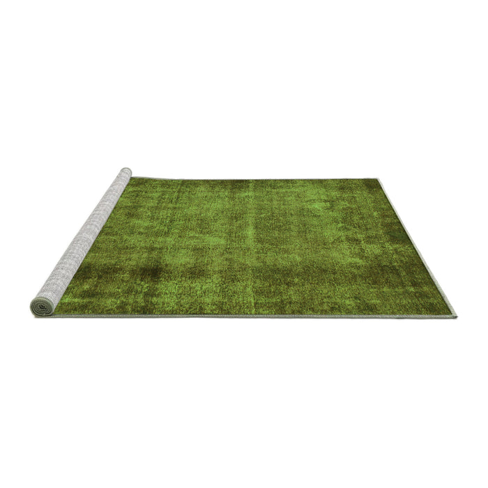 Sideview of Machine Washable Abstract Green Modern Area Rugs, wshabs938grn