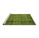 Sideview of Machine Washable Abstract Green Modern Area Rugs, wshabs938grn