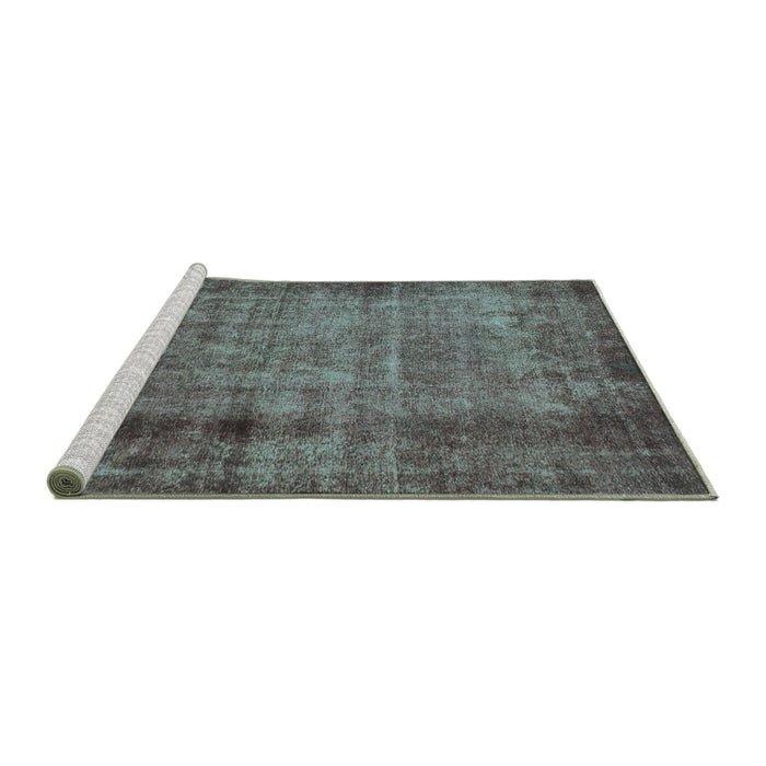 Sideview of Machine Washable Abstract Turquoise Modern Area Rugs, wshabs938turq