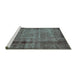 Sideview of Machine Washable Abstract Turquoise Modern Area Rugs, wshabs938turq