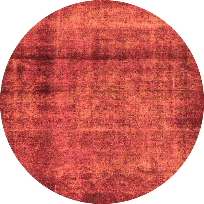 Round Machine Washable Abstract Orange Modern Area Rugs, wshabs938org