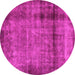 Round Machine Washable Abstract Pink Modern Rug, wshabs938pnk