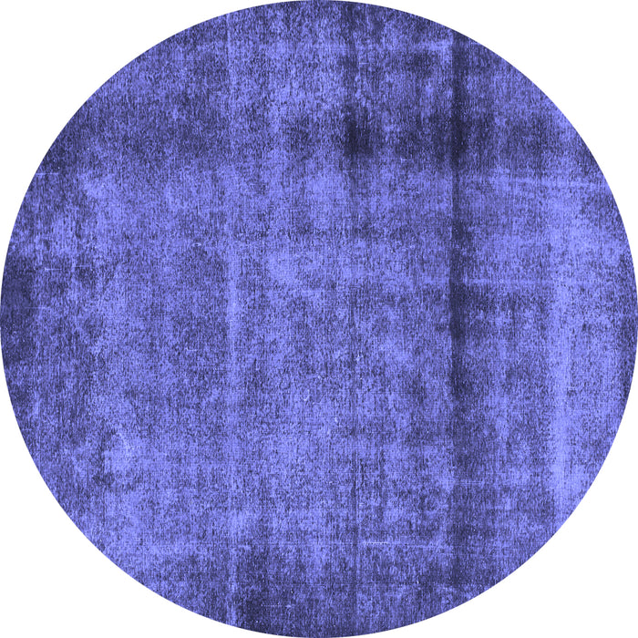 Round Machine Washable Abstract Blue Modern Rug, wshabs938blu