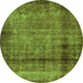 Round Abstract Green Modern Rug, abs938grn