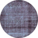 Round Machine Washable Abstract Light Blue Modern Rug, wshabs938lblu