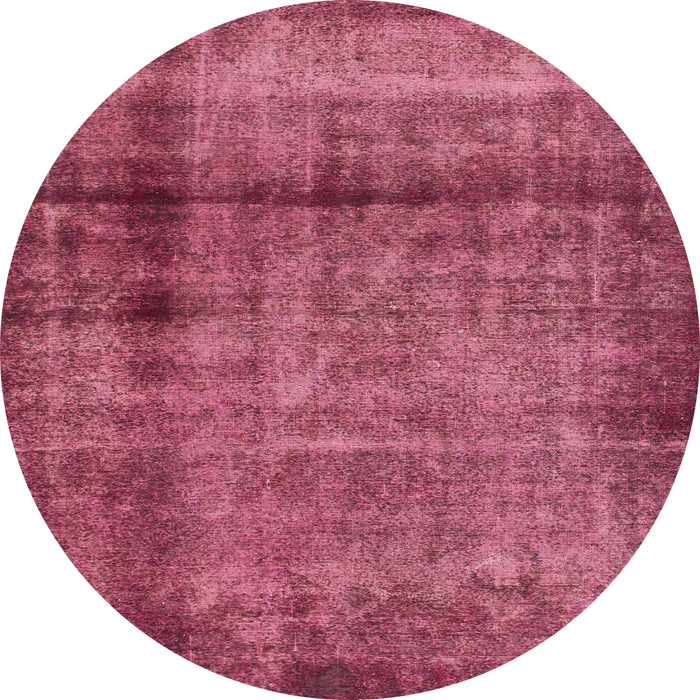 Round Machine Washable Abstract Dark Pink Rug, wshabs938