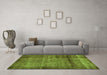 Machine Washable Abstract Green Modern Area Rugs in a Living Room,, wshabs938grn
