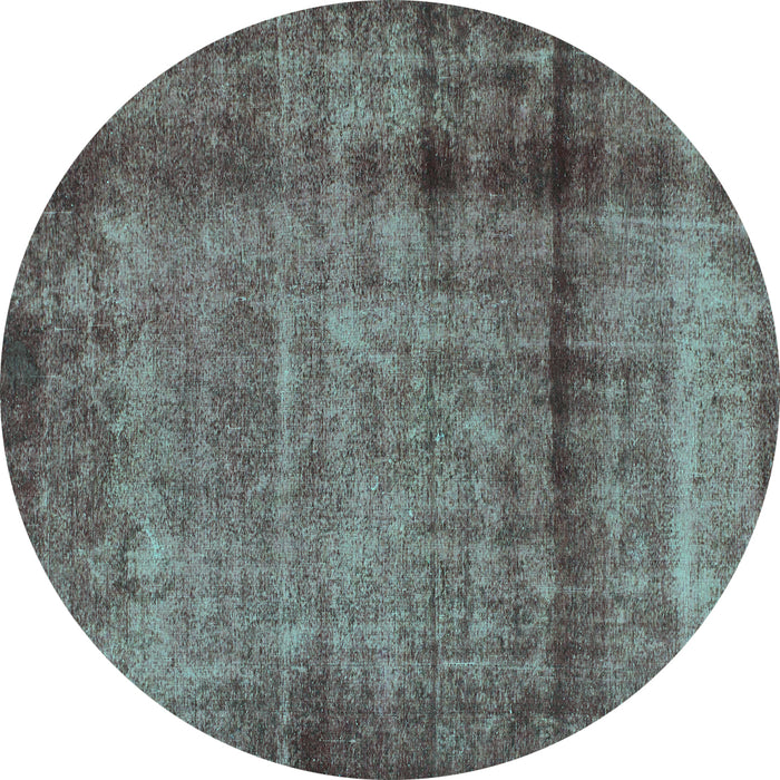 Round Machine Washable Abstract Turquoise Modern Area Rugs, wshabs938turq