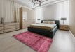 Machine Washable Abstract Dark Pink Rug in a Bedroom, wshabs938