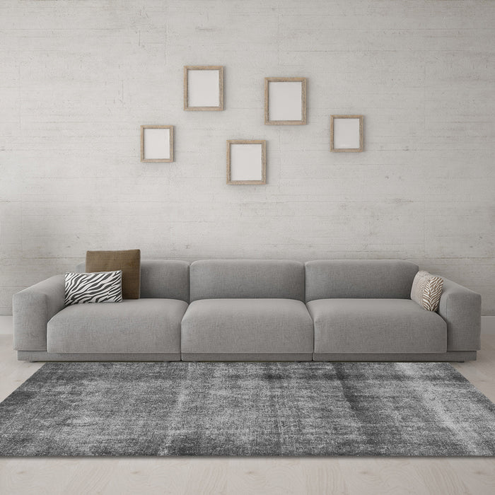 Machine Washable Abstract Gray Modern Rug in a Living Room,, wshabs938gry