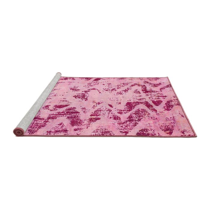 Sideview of Machine Washable Abstract Pink Rug, wshabs939