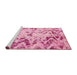 Sideview of Machine Washable Abstract Pink Rug, wshabs939