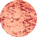 Round Machine Washable Abstract Orange Modern Area Rugs, wshabs939org