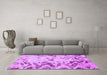 Machine Washable Abstract Purple Modern Area Rugs in a Living Room, wshabs939pur