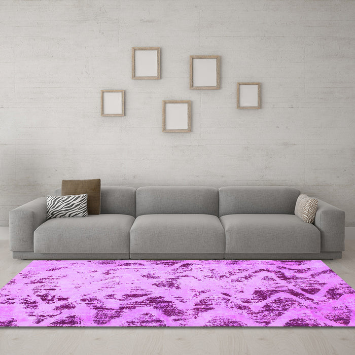 Machine Washable Abstract Purple Modern Area Rugs in a Living Room, wshabs939pur