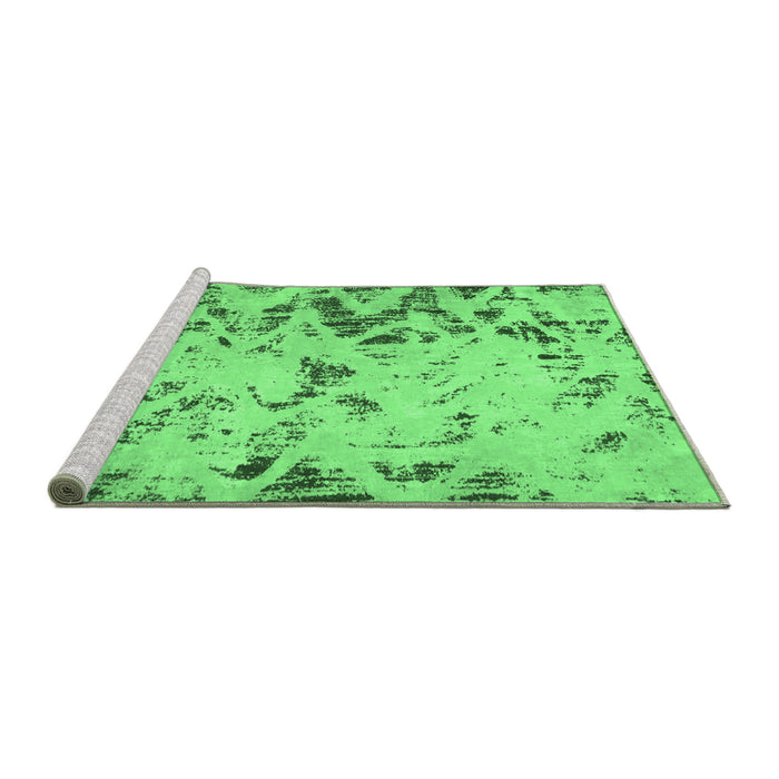 Sideview of Machine Washable Abstract Emerald Green Modern Area Rugs, wshabs939emgrn