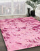 Abstract Pink Modern Rug in Family Room, abs939