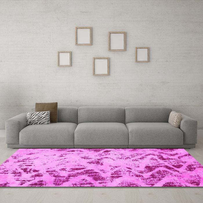 Machine Washable Abstract Pink Modern Rug in a Living Room, wshabs939pnk