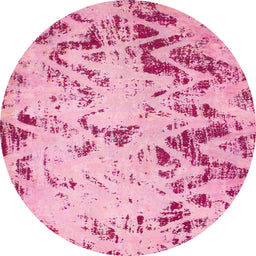 Round Abstract Pink Modern Rug, abs939