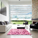 Square Abstract Pink Modern Rug in a Living Room, abs939