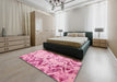 Machine Washable Abstract Pink Rug in a Bedroom, wshabs939