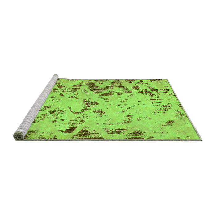 Sideview of Machine Washable Abstract Green Modern Area Rugs, wshabs939grn