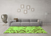 Machine Washable Abstract Green Modern Area Rugs in a Living Room,, wshabs939grn