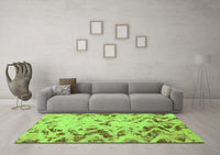 Machine Washable Abstract Green Modern Rug, wshabs939grn