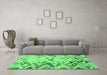Machine Washable Abstract Emerald Green Modern Area Rugs in a Living Room,, wshabs939emgrn