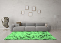 Machine Washable Abstract Emerald Green Modern Rug, wshabs939emgrn