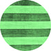 Round Machine Washable Abstract Emerald Green Modern Area Rugs, wshabs93emgrn