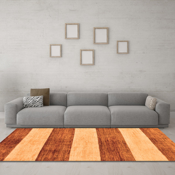 Machine Washable Abstract Orange Modern Area Rugs in a Living Room, wshabs93org