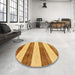 Round Abstract Sedona Brown Modern Rug in a Office, abs93