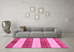 Machine Washable Abstract Pink Modern Rug in a Living Room, wshabs93pnk