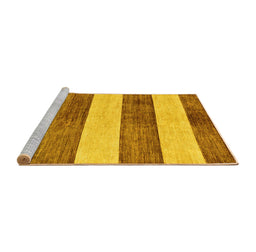 Sideview of Machine Washable Abstract Yellow Modern Rug, wshabs93yw