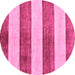 Round Machine Washable Abstract Pink Modern Rug, wshabs93pnk