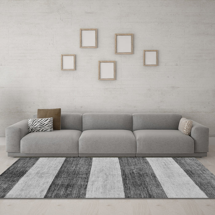 Machine Washable Abstract Gray Modern Rug in a Living Room,, wshabs93gry