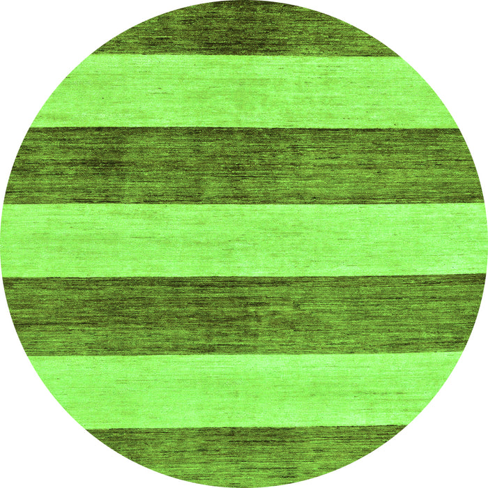 Round Machine Washable Abstract Green Modern Area Rugs, wshabs93grn