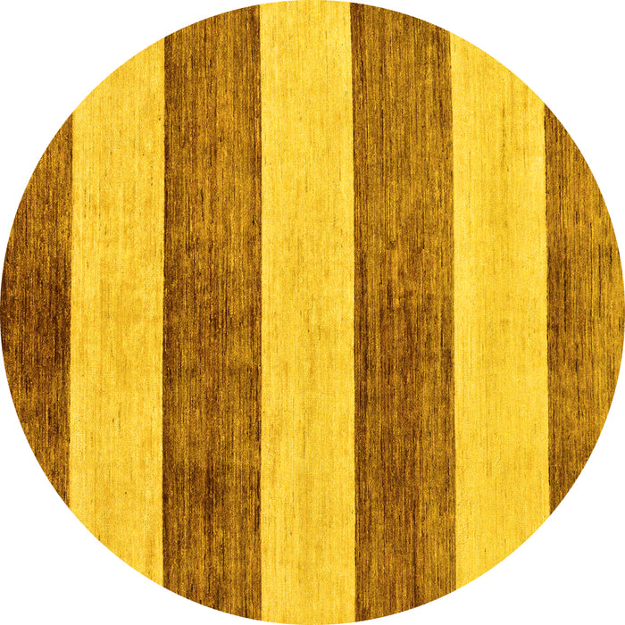 Round Abstract Yellow Modern Rug, abs93yw