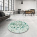 Round Abstract Mint Green Modern Rug in a Office, abs940