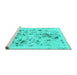 Sideview of Machine Washable Abstract Turquoise Modern Area Rugs, wshabs940turq