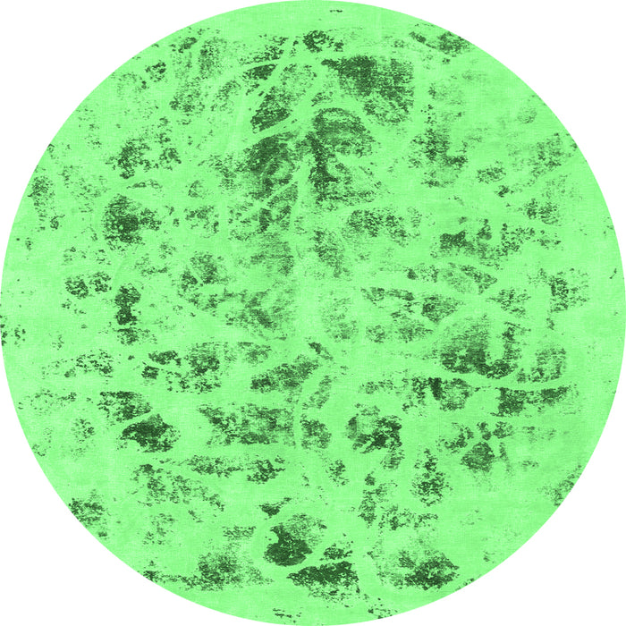 Round Machine Washable Abstract Emerald Green Modern Area Rugs, wshabs940emgrn