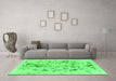 Machine Washable Abstract Green Modern Area Rugs in a Living Room,, wshabs940grn